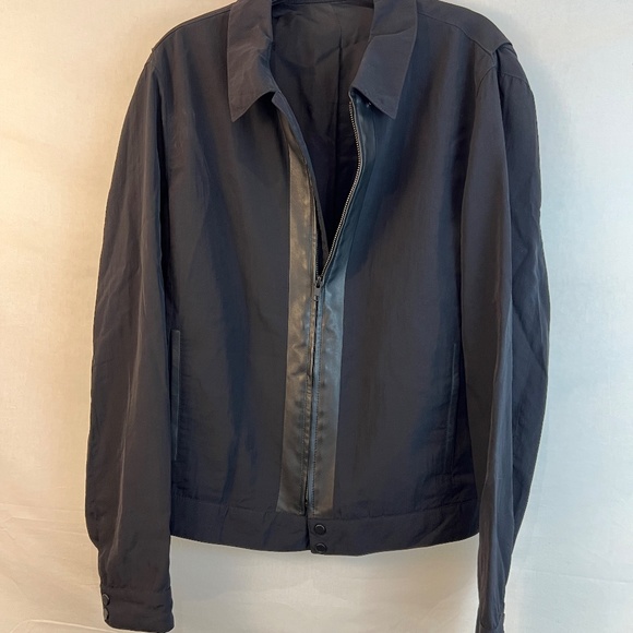 The Kooples - Men's Lightweight Twisted Bomber - Nylon & Leather - 80% OFF SALE! - Picture 2 of 10